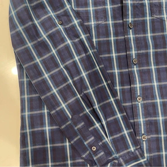 Vince Camuto Blue Plaid Dress Shirt - Picture 5 of 6